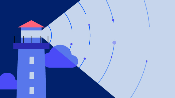 Lighthouse at night with glow to right